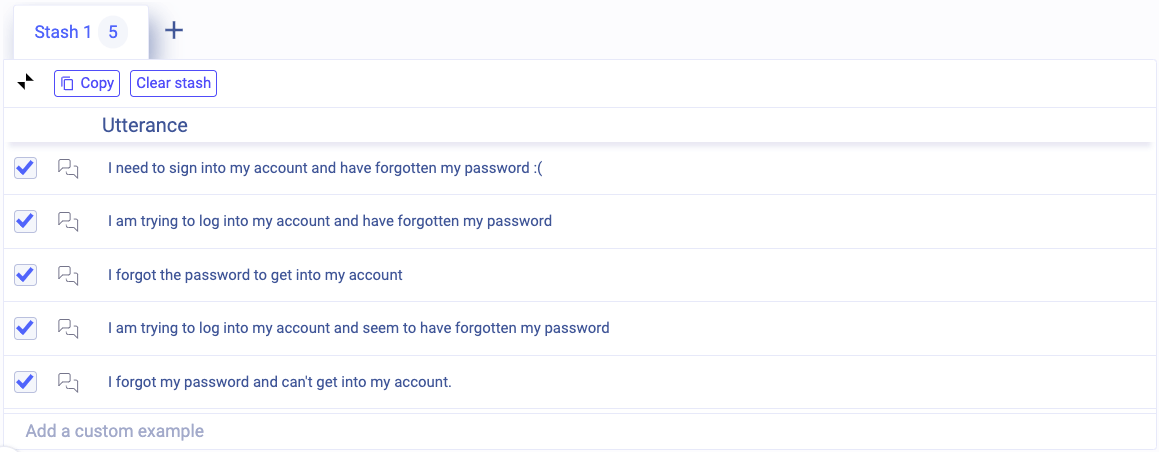 Expanded stash with data